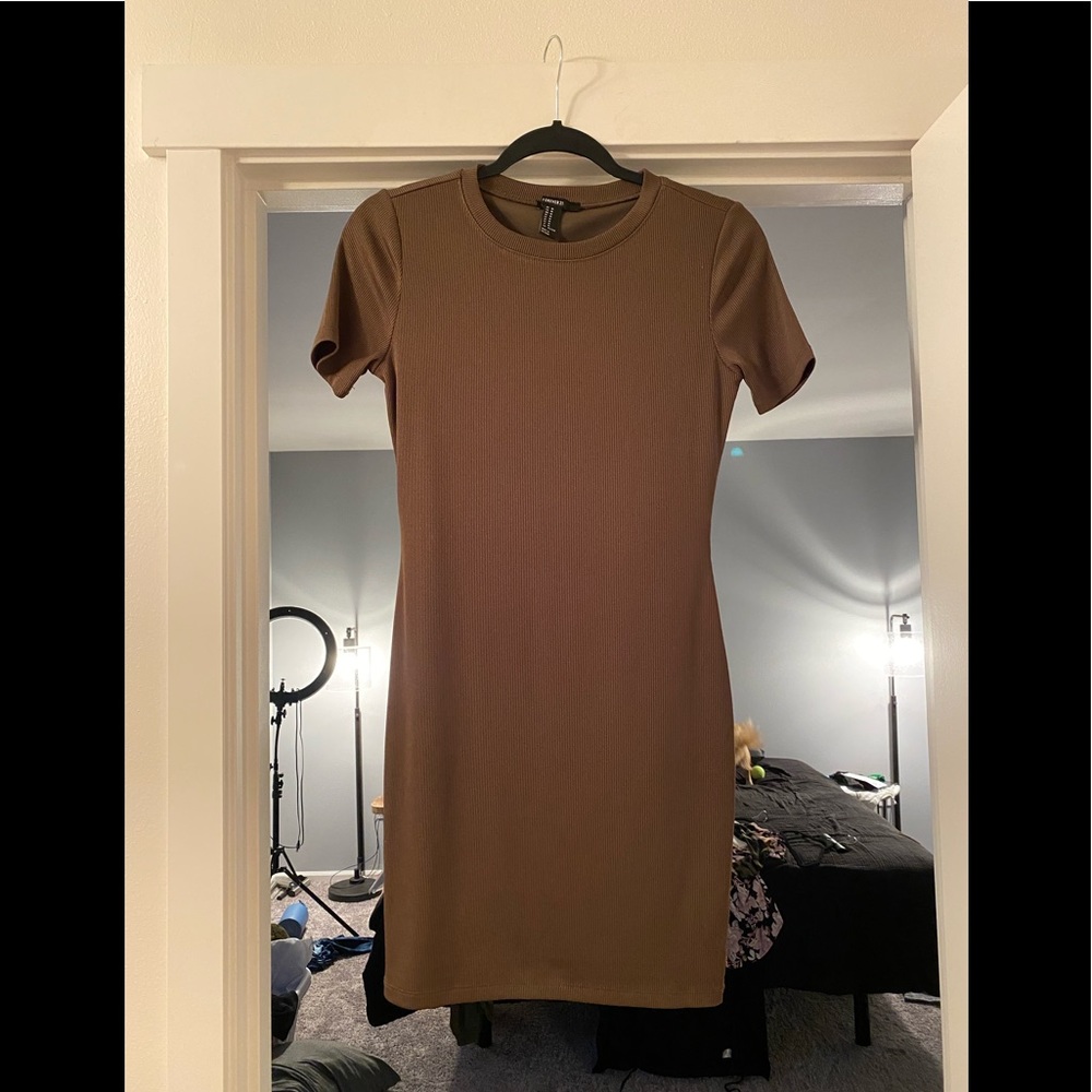 Forever 21 Olive Green Ribbed Bodycon Dress